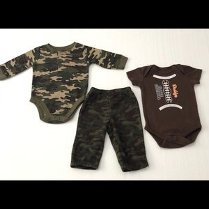 Boys 0-3M Camoflauge Outfit Football Bodysuit Pant